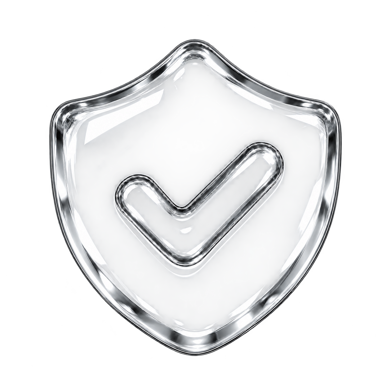 Silver 3D shield icon with a check mark representing irritation tested