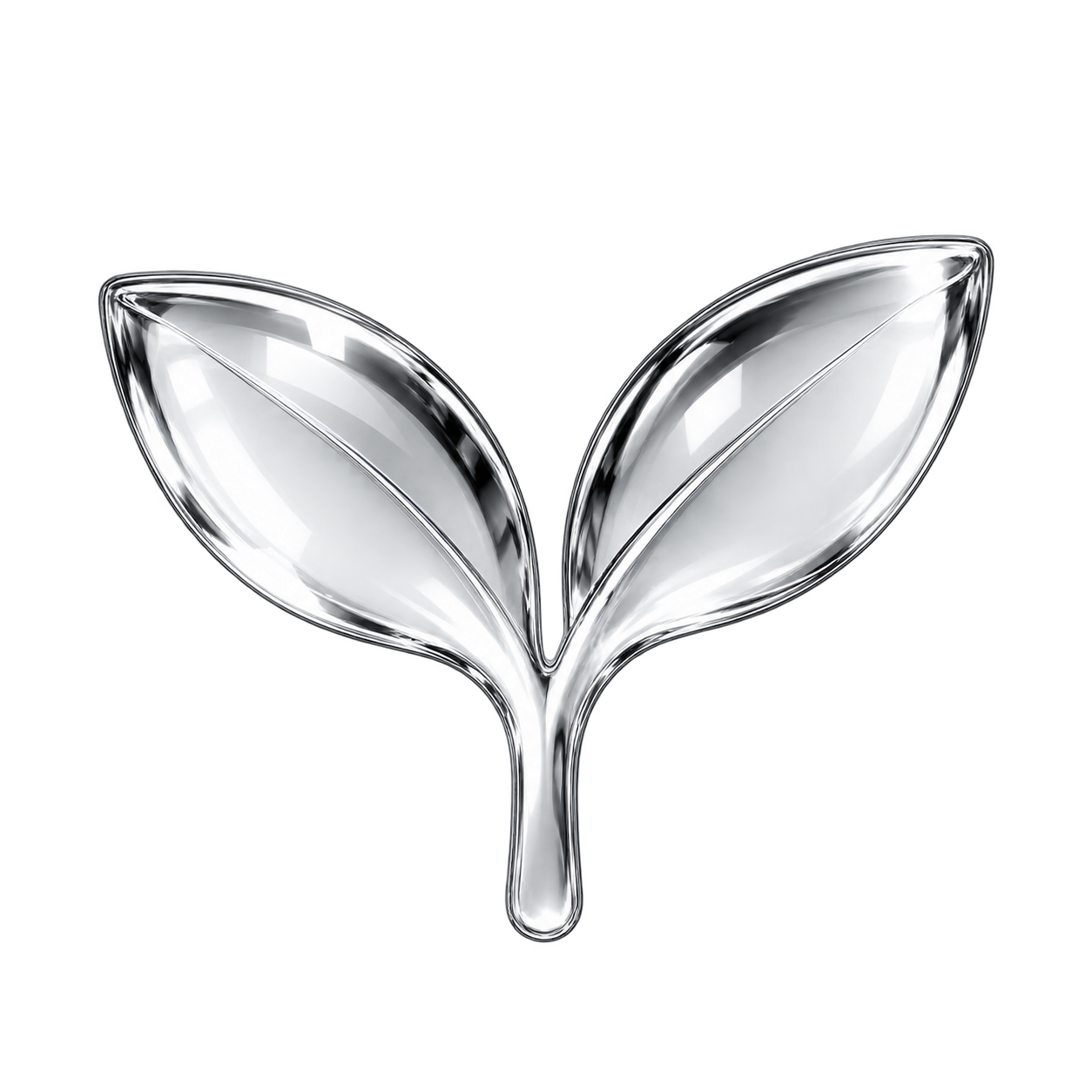 Silver 3D sprout icon representing vegan formula