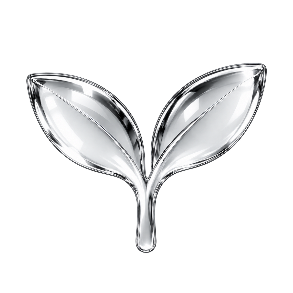 Silver 3D sprout icon representing vegan formula