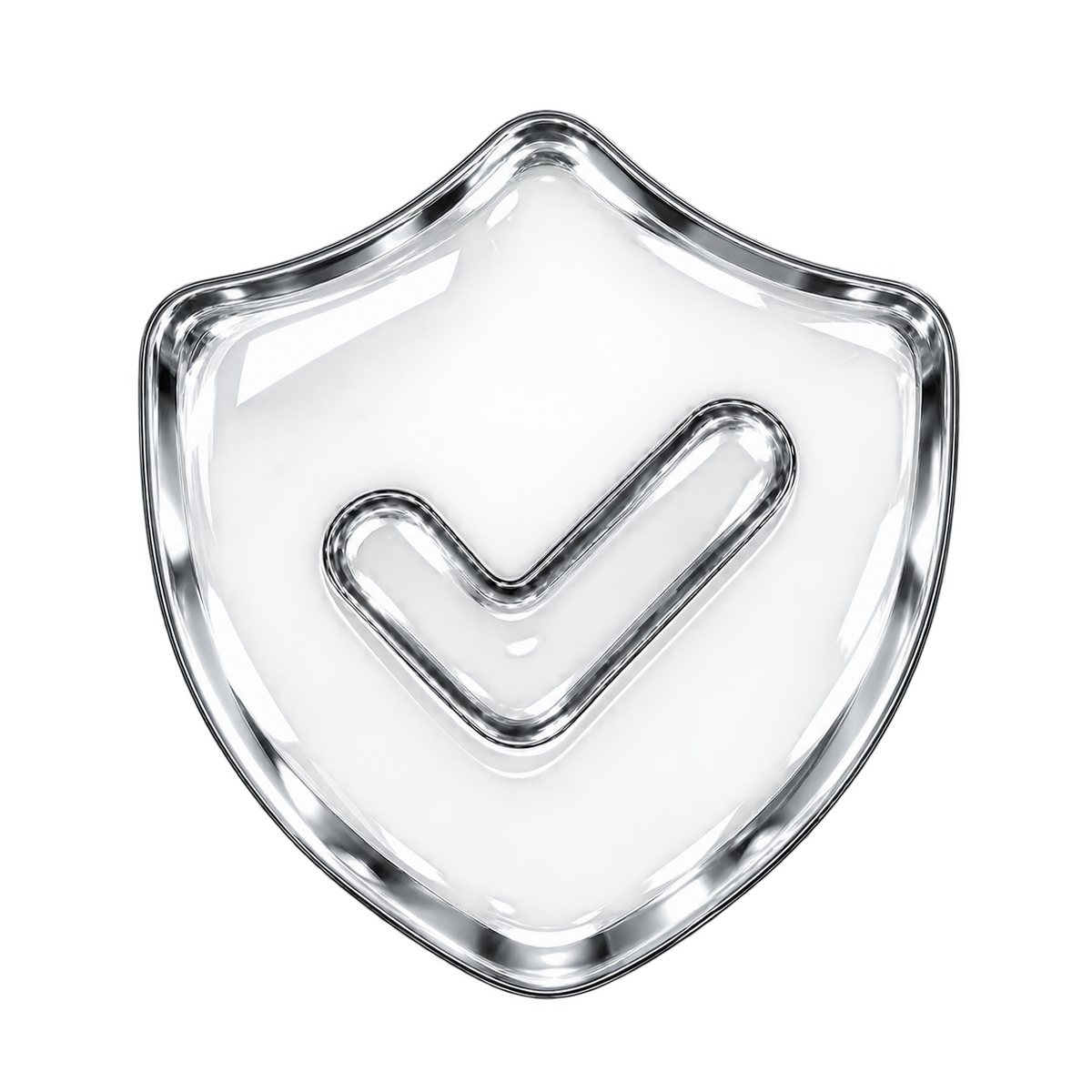 Silver 3D shield icon with a check mark representing irritation tested