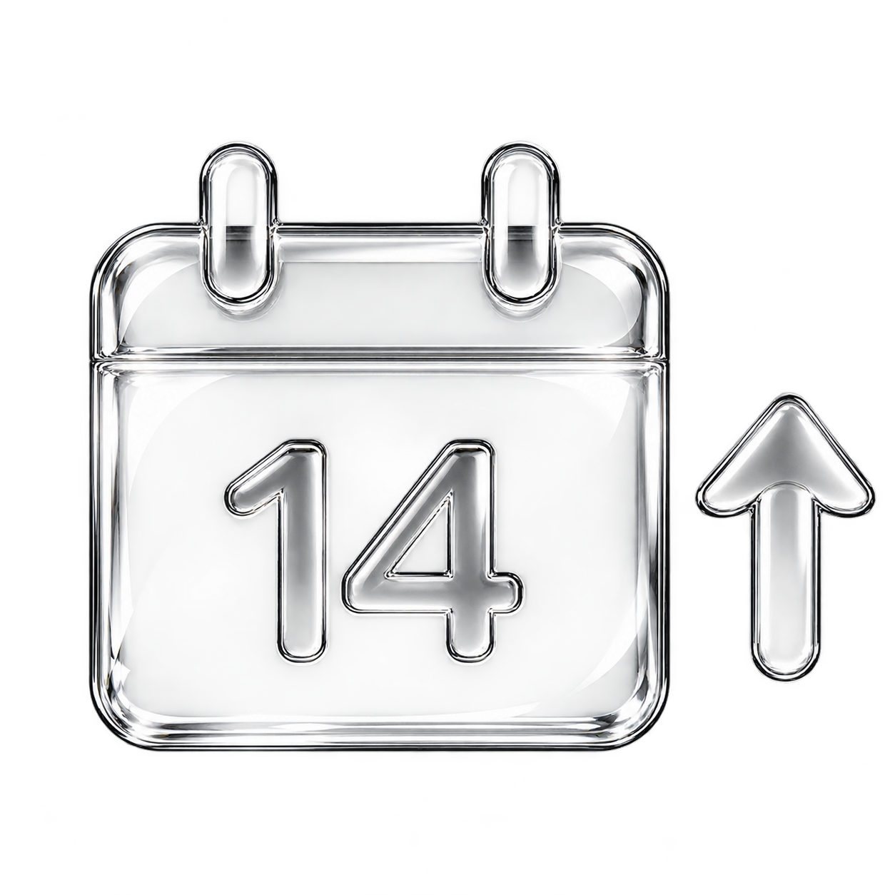 Silver 3D calendar icon with the number 14