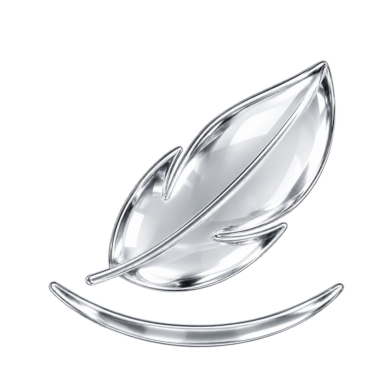 Silver 3D feather icon