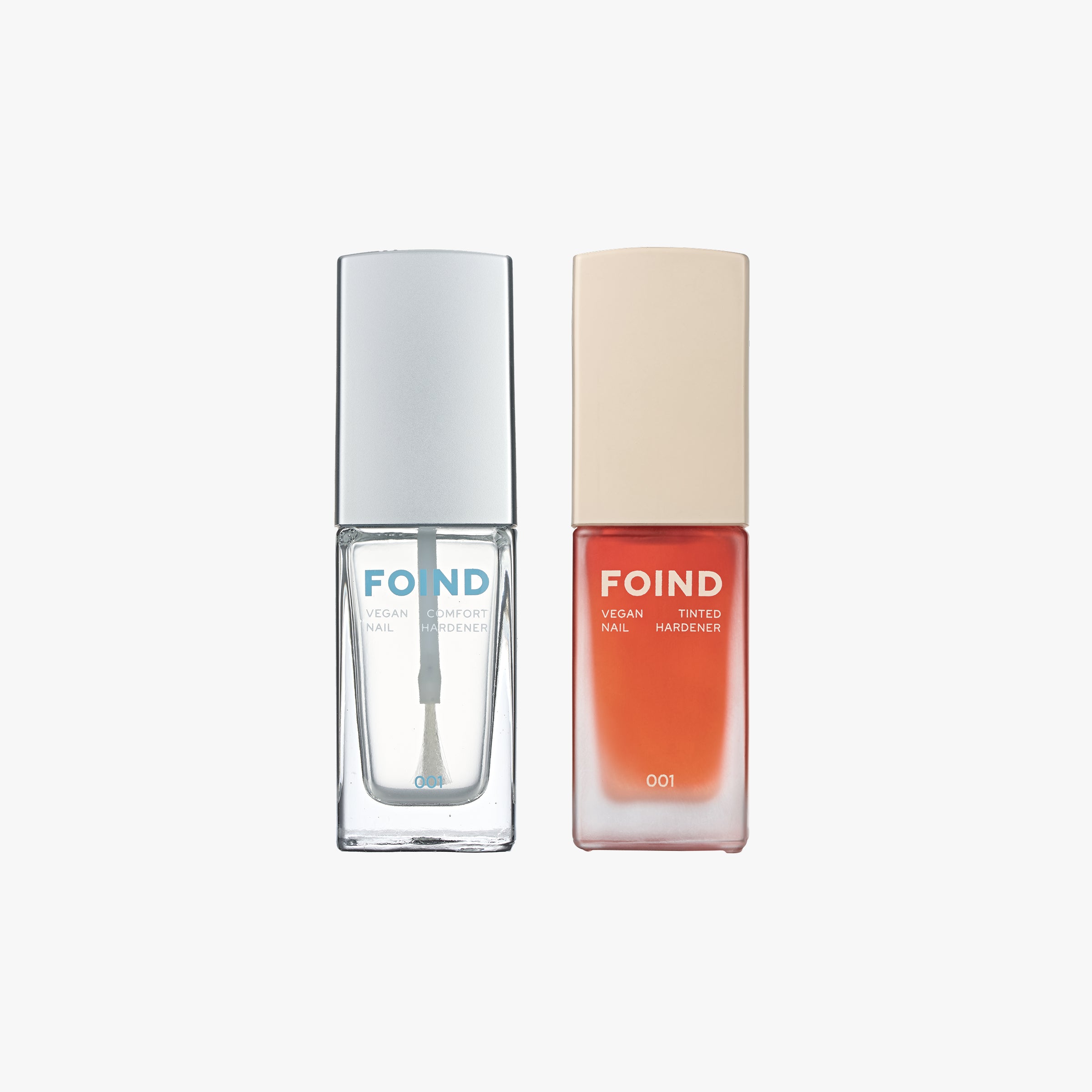 FOIND clear and tinted nail hardener bottles