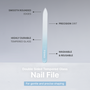 Double-sided tempered glass nail file product banner with key features